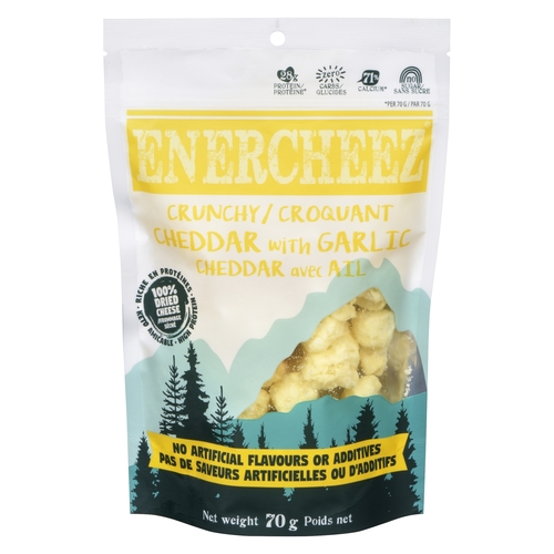 Enercheez - Dried Crunchy Cheddar Cheese with Garlic 70g, 1 Each