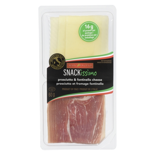 Marc Angelo - Snackissimo - Prosciutto & Fontinello Cheese 60g, 1 Each