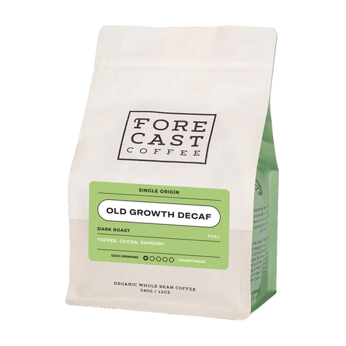 Forecast Coffee - Organic Whole Bean - Old Grow Decaf - Dark Roast 340g, 1 Each