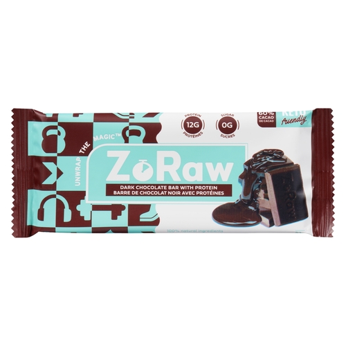 ZoRaw - Dark Chocolate Bar with Protein 52g, 1 Each