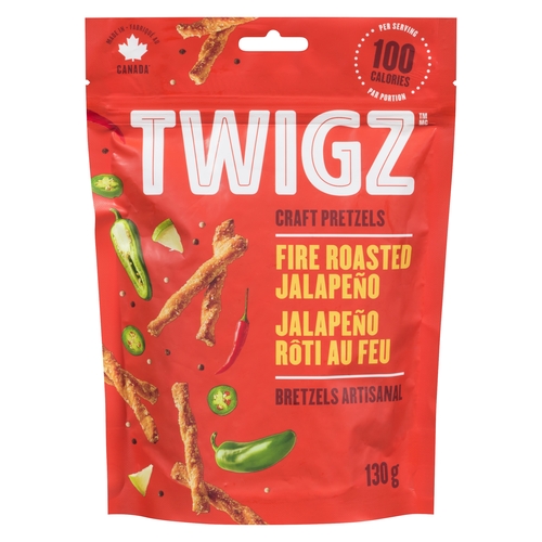 Twigz - Craft Pretzels - Fire Roasted Jalapéno 130g, 1 Each