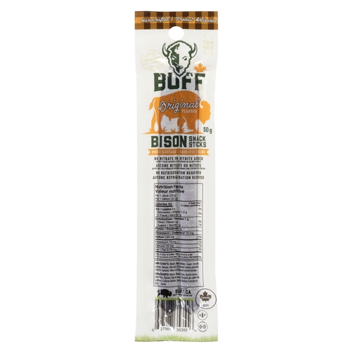 BUFF Bison Snack Sticks - Dried Sausage - Original Flavour 50g, 1 Each