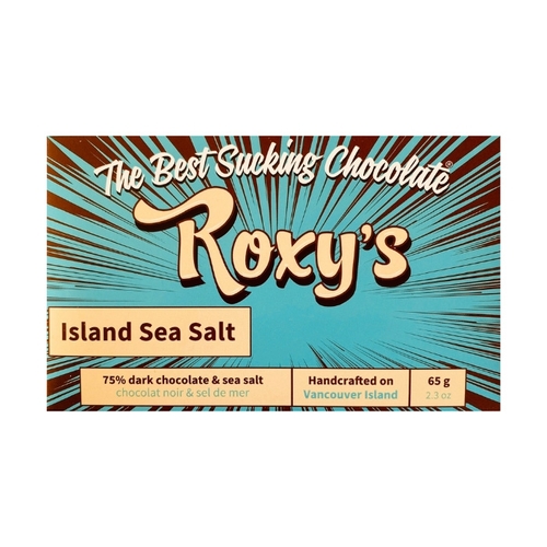 Roxy's Chocolate - Island Sea Salt - Dark Chocolate & Sea Salt - 75% Cacao 65g, 1 Each