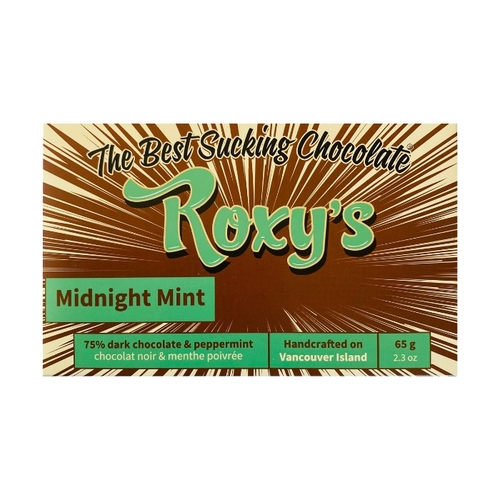 Roxy's Chocolate - Midnight Mint - Dark Chocolate & Peppermint - 75% Cacao 65g, 1 Each