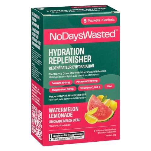 No Days Wasted - Hydration Replenisher Individual Stick Packets - Watermelon Lemonade 5s, 1 Each