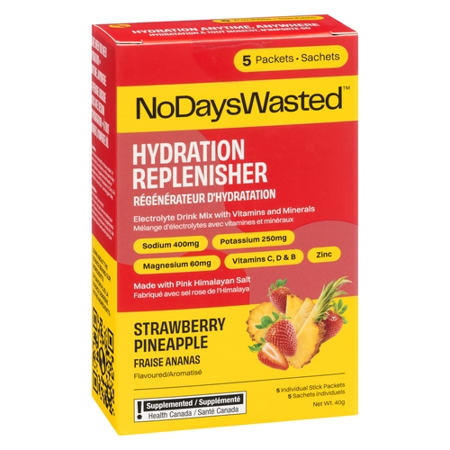 No Days Wasted - Hydration Replenisher - Strawberry Pineapple 5s, 1 Each