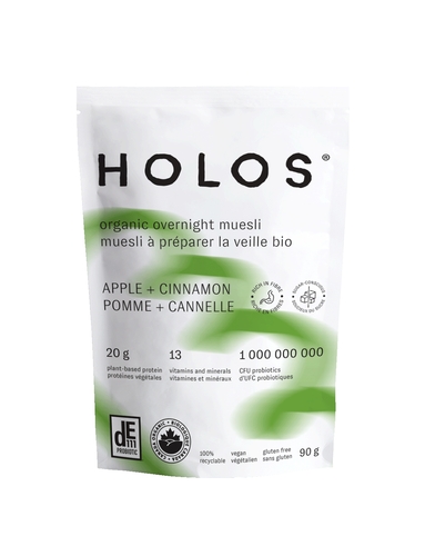 Holos - Organic Overnight Muesli Apple + Cinnamon 90g, 1 Each