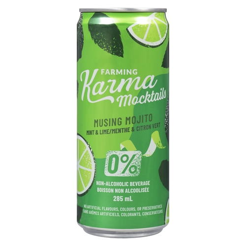 Farming Karma Mocktails - 0% Non-Alcoholic Beverage - Musing Mojito Mint and Lime 285ml, 1 Each
