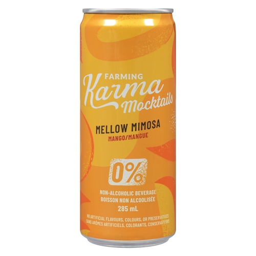 Farming Karma Mocktails - 0% Non-Alcoholic Beverage - Mellow Mimosa Mango 285ml, 1 Each