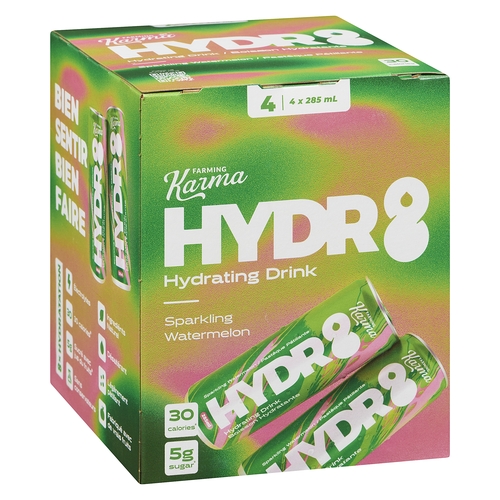 Farming Karma - Hydr8 Hydrating Drink - Sparkling Watermelon 4/285ml, 1 Each