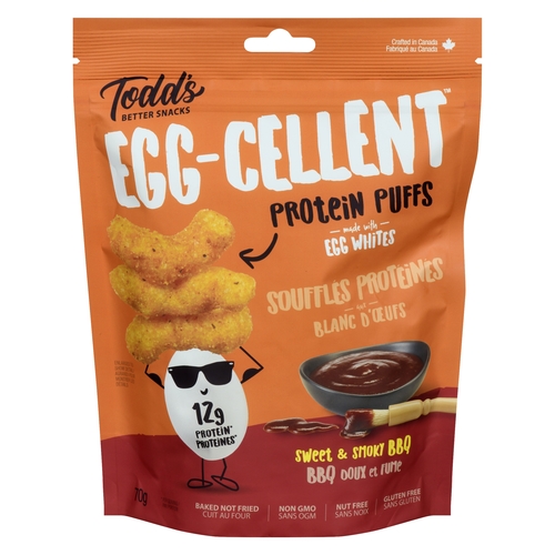 Todd's Better Snacks - Egg-cellent Protein Puffs- Sweet & Smoky BBQ 70g, 1 Each