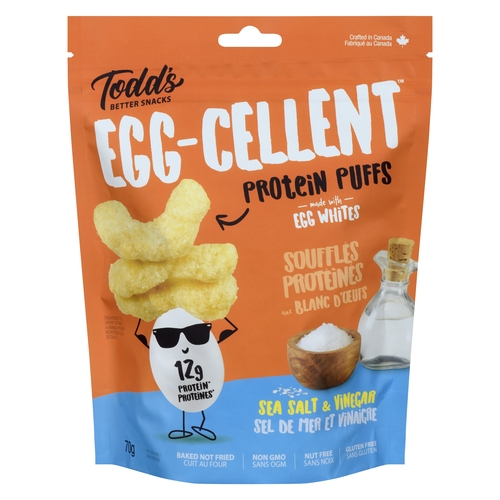 Todd's Better Snacks - Egg-cellent Protein Puffs - Sea Salt & Vinegar 70g, 1 Each