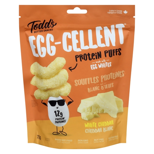 Todd's Better Snacks - Egg-cellent Protein Puffs - White Cheddar 70g, 1 Each