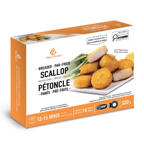 Clear Ocean - Breaded Scallop Medallions 320g, 1 Each