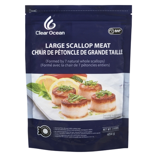 Clear Ocean - Large Scallop Meat 454g, 1 Each