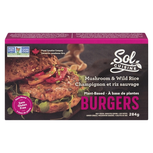 Sol Cuisine - Plant-Based Burgers - Mushroom & Wild Rice 4's 284g, 1 Each