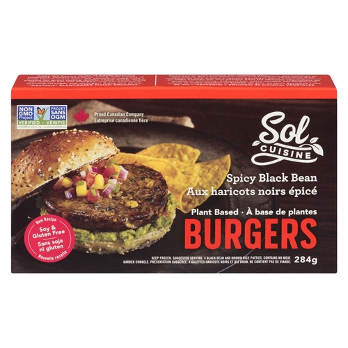 Sol Cuisine - Plant-Based Burgers - Spicy Black Bean 4's 284g, 1 Each