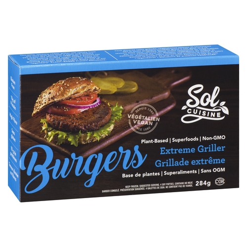 Sol Cuisine - Plant-Based Burgers - Extreme Griller 4's 284g, 1 Each