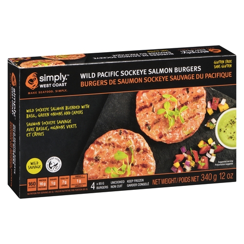 Simply West Coast - Wild Pacific Sockeye Salmon Burgers 340g
