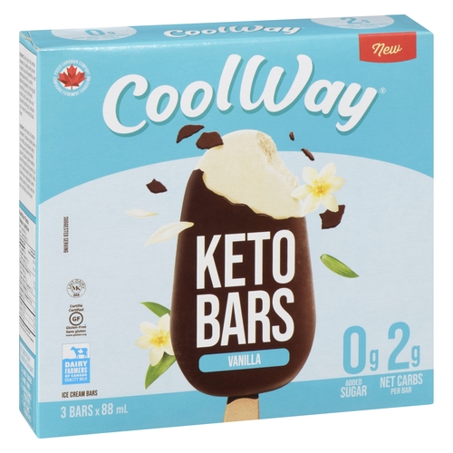 CoolWay - Keto Ice Cream Bars - Vanilla 3/88ml, 1 Each
