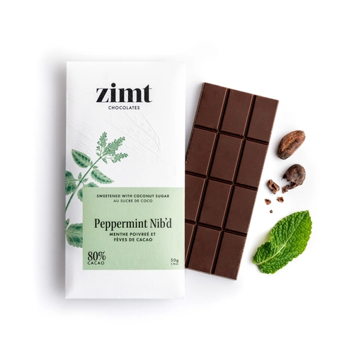 Zimt Chocolates - Peppermint Nib'd Bar 50g, 1 Each