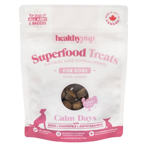 Healthypup - Superfood Treats for Dogs - Turkey - Calm Days with Reishi + Chamomile + Ashwagandha 113g, 1 Each