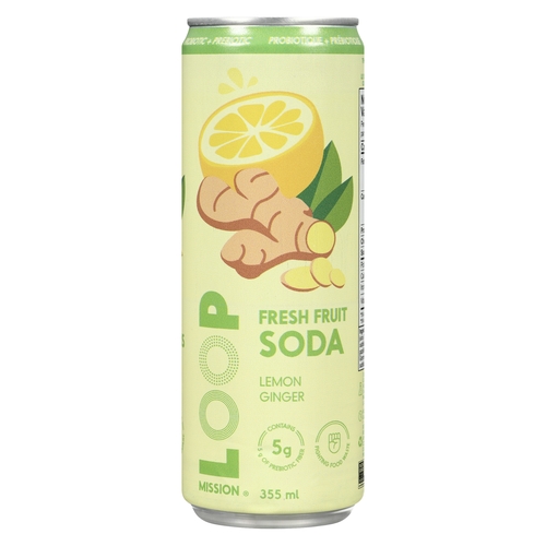 Loop Mission - Fresh Fruit Soda - Lemon Ginger 355ml, 1 Each