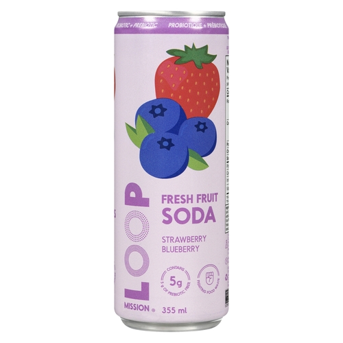 Loop Mission - Fresh Fruit Soda - Strawberry Blueberry 355ml, 1 Each