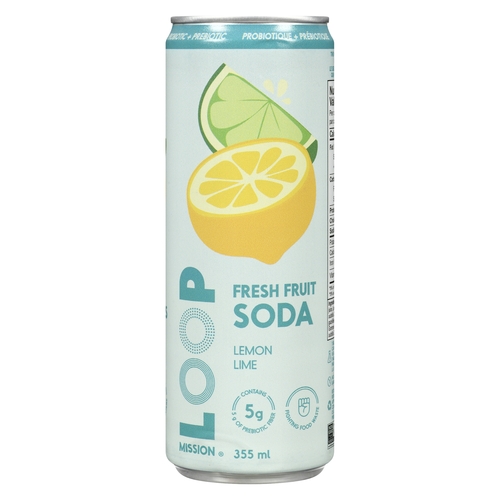 Loop Mission - Fresh Fruit Soda - Lemon Lime 355ml, 1 Each