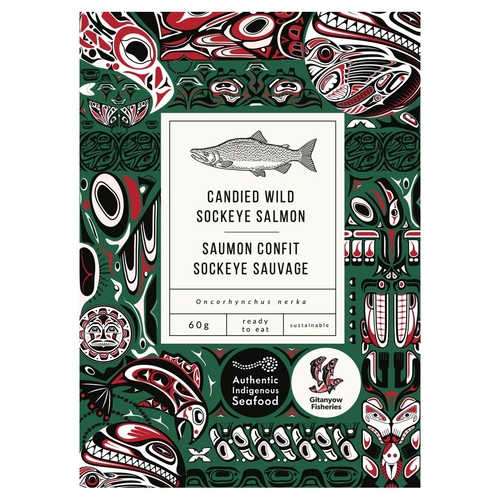 Authentic Indidenous Seafood - Candied Wild Sockeye Salmon 60g, 1 Each