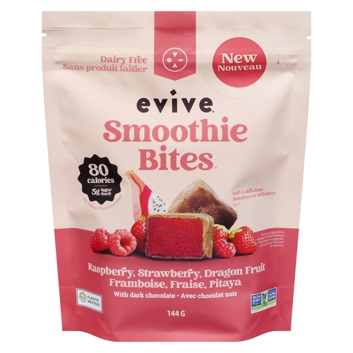 Evive - Smoothie Bites - Raspberry, Strawberry, Dragon Fruit with Dark Chocolate 144g, 1 Each