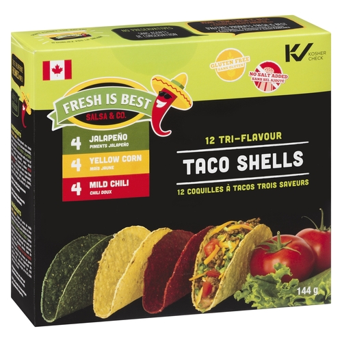 Fresh Is Best - Taco Shells - Tri-Flavour 12's 144g, 1 Each