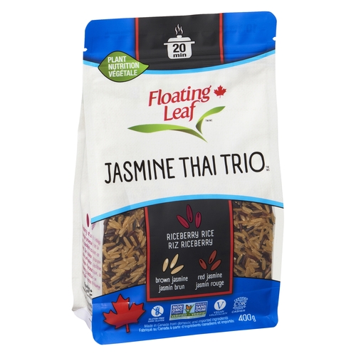 Floating Leaf - Jasmne Thai Trio - Riceberry Rice, Brown Jasmine, Red Jasime 400g, 1 Each