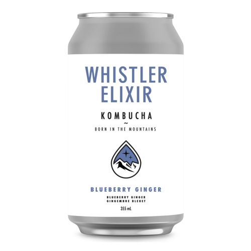 Whistler Elixir Kombucha - Blueberry Ginger 355ml, 1 Each