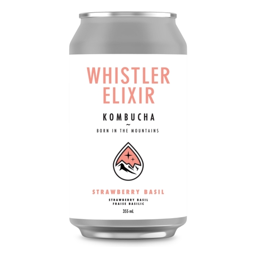 Whistler Elixir Kombucha - Strawberry Basil 355ml, 1 Each