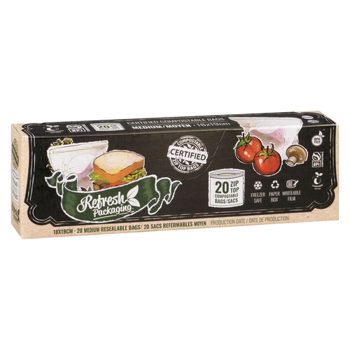 Refresh Packaging - Medium Resealable Bags 18 x 19 cm 20pk, 1 Each