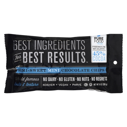 Pure Food by Estée - Vegan Semi-Sweet Mini Chocolate Chips 45% Cocoa 255g, 1 Each