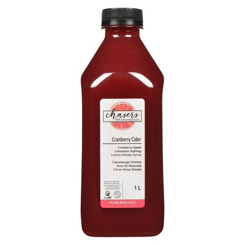 Chasers - 100% Cold Pressed Juice - Cranberry Cider 1l, 1 Each