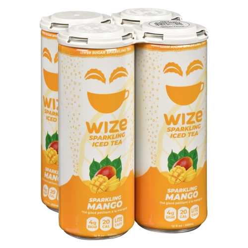 Wize - Sparkling Iced Tea - Mango 4/355ml, 1 Each