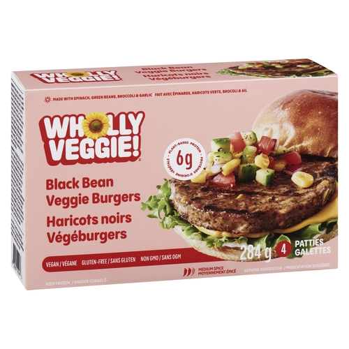 Wholly Veggie! - Veggie Burgers - Black Bean 4's 284g, 1 Each