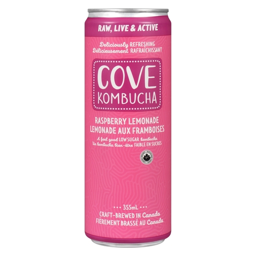 Cove Organic Kombucha - Raspberry Lemonade 355ml, 1 Each