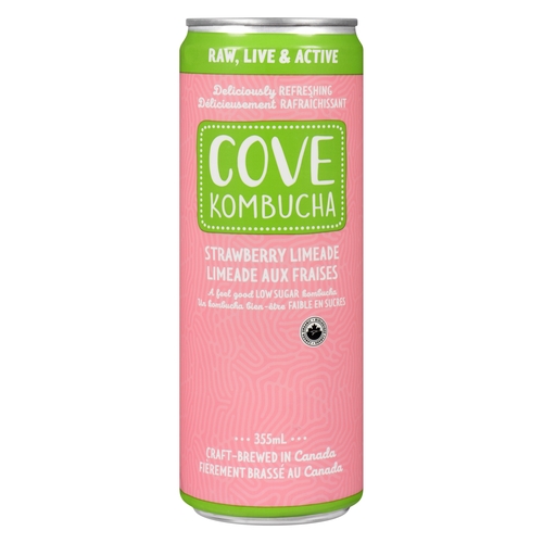 Cove Organic Kombucha - Strawberry Limeade 355ml, 1 Each