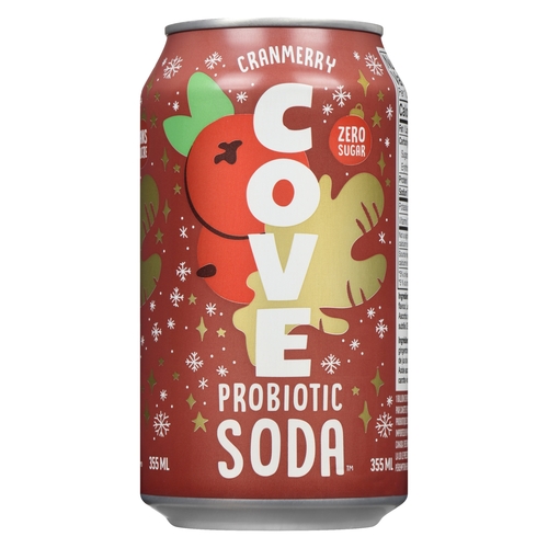 Cove Probiotic Soda - Cranberry - Zero Sugar 355ml, 1 Each