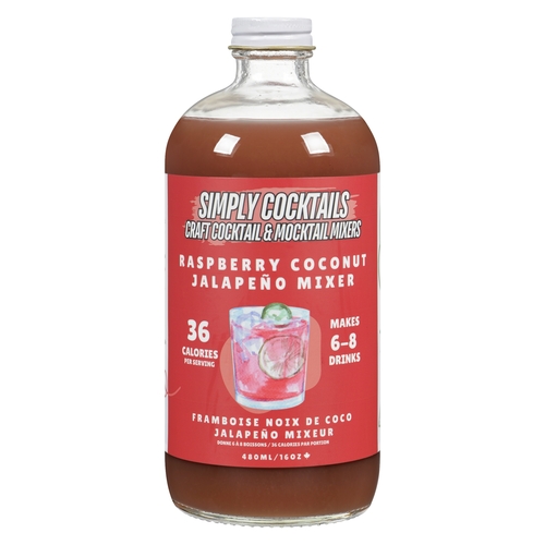 Simply Cocktails - Handcrafted Cocktail Mixers - Raspberry Coconut Jalapeño 480ml, 1 Each