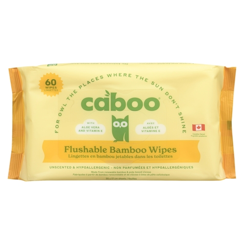 Caboo - Flushable Bamboo Wipes 60s, 1 Each