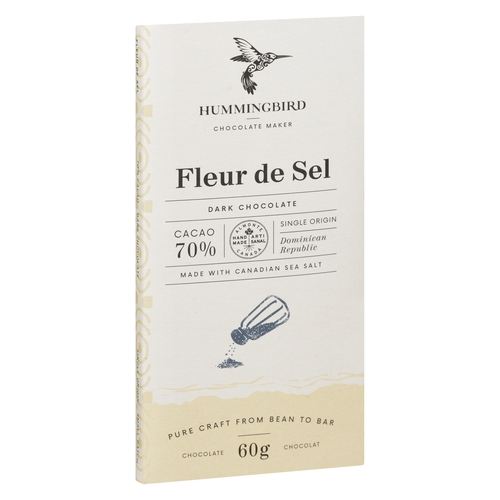 Hummingbird Chocolate Maker - Dark Chocolate - Fleur de Sel 70% Cacao 60g, 1 Each
