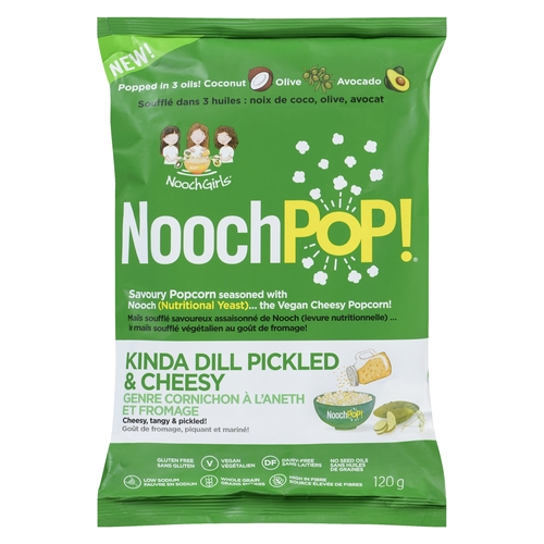NoochPop! - Savoury Popcorn - Kinda Dill Pickled & Cheesy 120g, 1 Each