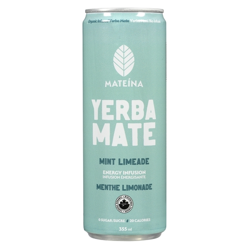 Mateina Yerba Mate - Organic Energy Infusion - Mint Limeade 355ml, 1 Each