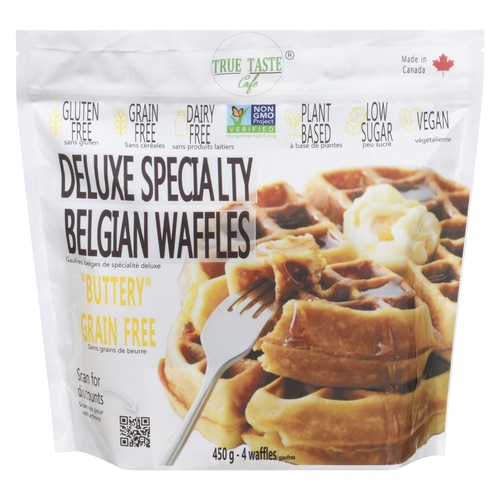 True Taste Cafe - Gluten & Grain Free Belgian Waffles - Buttery 500g, 1 Each