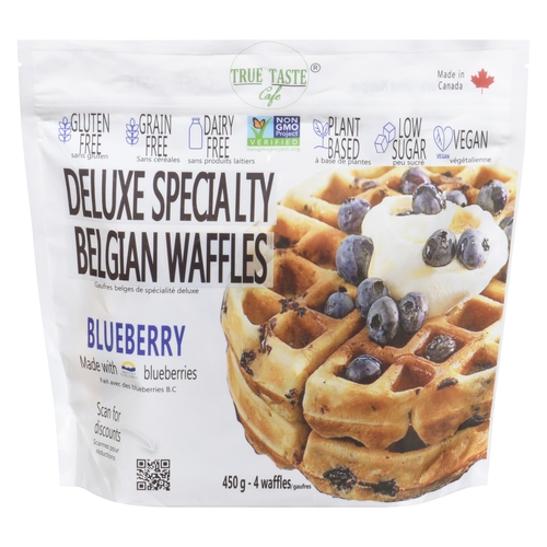 True Taste Cafe - Gluten & Grain Free Belgian Waffles - Blueberry 500g, 1 Each